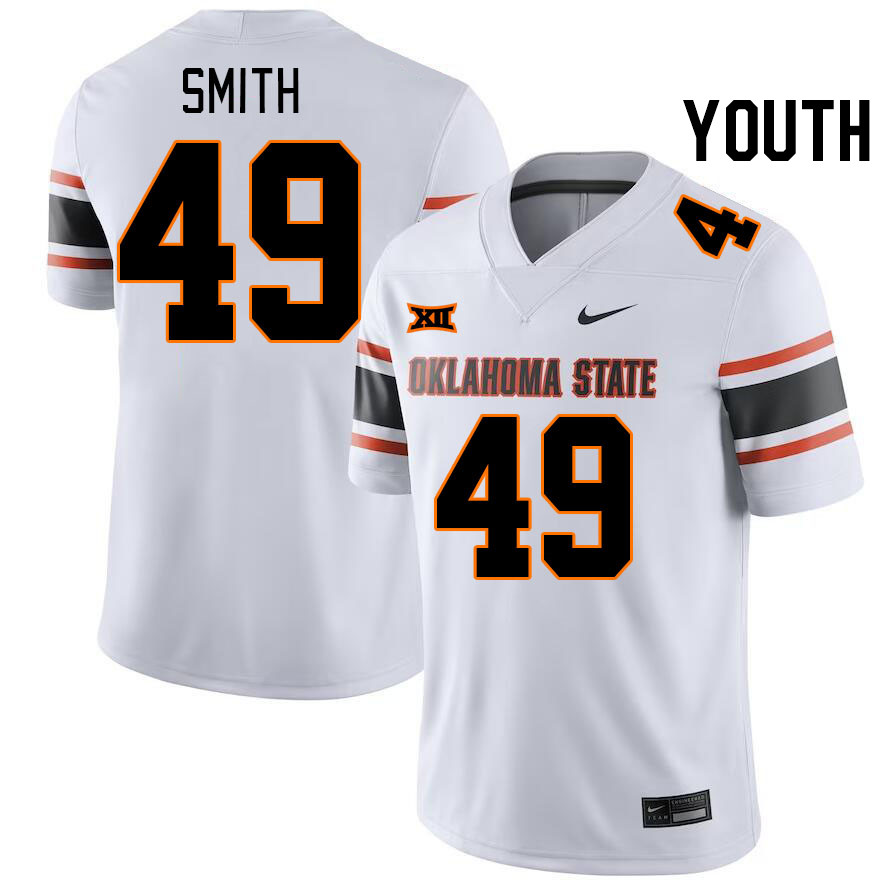 Youth #49 Evan Smith Oklahoma State Cowboys College Football Jerseys Stitched-White